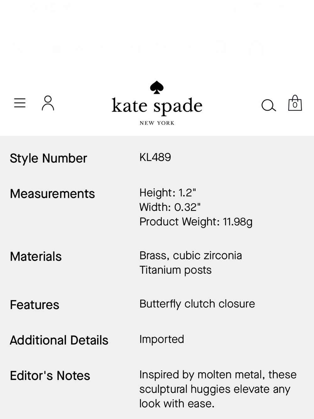 NWT $78 kate spade Molten Hoops - Silver - Picture 4 of 8